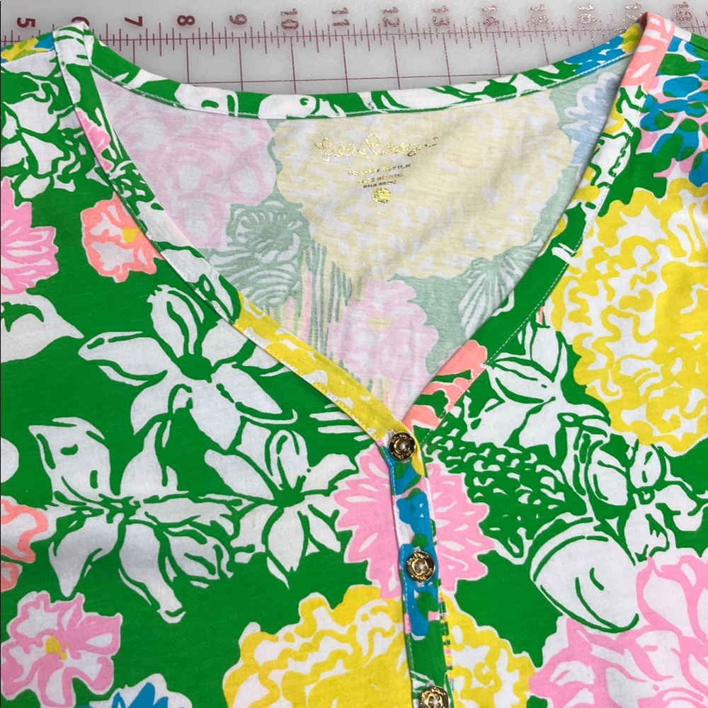 LILLY PULITZER "Palmetto Hibiscus" Palm Beach Preppy Summer Pima Cotton Dress L - Picture 7 of 16